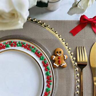 1pc Transparent Pearl Edged Fruit/Snack Plate, European Style Decorative Tray For Wedding, Party, Home Use, Christmas Supplies