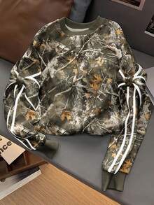 Damska bluza z dzianiny z wzorem roślinnym, luźna i wygodna, odpowiednia na jesień/zimę, na co dzień, na lotnisko