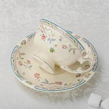 Fanquare Vintage Spring Style Tea Cup And Saucer Set, 8 Oz Porcelain Coffee Cup With Gold Trim, Flower And Bird Teacups For Women And Tea Parties - Colorful Flower - View 4