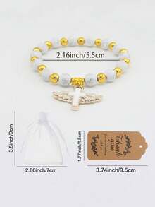 Bộ quà tặng vòng tay chuỗi hạt Mân Côi hình thánh giá và cánh thiên thần 72 chiếc/24 bộ - Bao gồm vòng tay, túi quà và thẻ cảm ơn, mặt dây chuyền hình thánh giá có cánh thiên thần, vòng tay hạt acrylic dành cho nam và nữ, quà tặng cho lễ rửa tội, lễ rước lễ, đám cưới, tiệc tùng, lễ Ramadan (36/72 chiếc) - Nhiều màu - Xem 10
