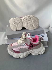 2-8 Years Old All Season Breathable Soft Bottom Comfortable Infant Sports Shoes, Toddler Flexible Walking Shoes, Non-Slip Durable Outdoor Play Running Shoes For Boys, Lightweight Shock-Absorbing Increased Height Fashion Sneakers For Girls, Suitable For Vacation, Travel, Holiday - Pink - View 11