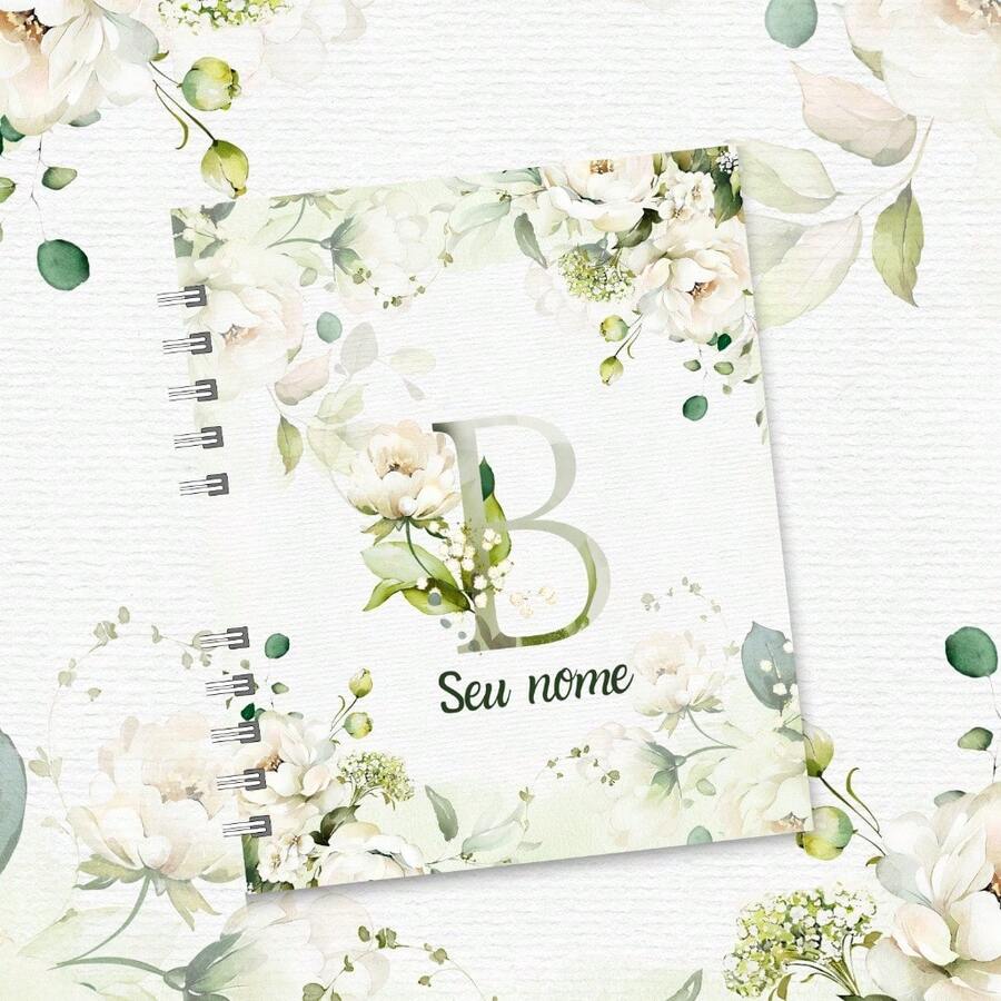 Personalized A5 Floral Notebook With Initial And Name - B - View 1