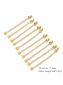 10pcs Stainless Steel Extension Extended Tail Chains Lobster Clasps Connectors DIY Jewelry Making Findings Bracelet Necklaces. - Extension Chain - View 8