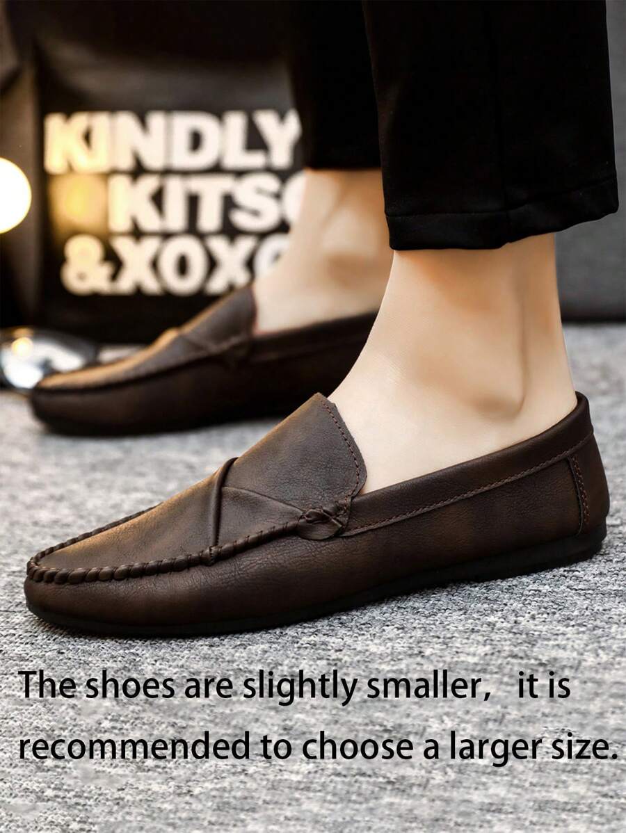 2025 Spring Men's Formal Business Fashion Korean Style Shoes, Leather Penny Loafers, Soft Sole Slip-On Driving Shoes (Loafers Run Small, Larger Size Recommended For Those With Wide Feet)