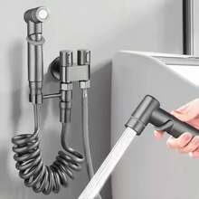 Divisor de grifo de inodoro de 2 vías, kit de rociador de grifo de inodoro, válvula de control doble de 1 en 2 salidas, doble control de dos salidas, grifo de lavadora de doble control, válvula - Negro - Ver 8