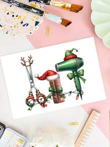 1pc Christmas Thank You Card For Hairstylist - Professional Appreciation Gift With Envelope, Holiday Greeting Card For Hairdresser, Barber Or Stylist - Multicolor - View 7