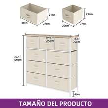 BALCONERA Chest Of Drawers, 9 Fabric Drawers With Handles, Storage Cabinet, Drawer Cabinet, Cupboard, Metal Frame, Fabric Chest Of Drawers For Bedroom, Living Room, Hallway, Office, Black Wood Grain - 白色 - 查看 6