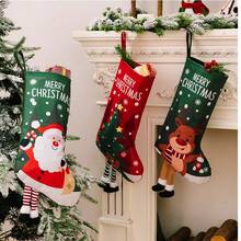 1 pièce - Décoration de fête de Noël Père Noël Bonhomme de neige Renne Petites chaussettes vintage Ornements à suspendre pour sapin de Noël Bas de Noël Sacs cadeaux Sacs à bonbons Fournitures pour célébration des fêtes, Décorations de Noël Décoration de chambre hivernale
