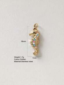 1pc Cute Cartoon Stainless Steel Crab, Seashell, Seahorse, Dolphin, Elephant Pendant, DIY Necklace, Earring, Bracelet, Keychain Jewelry Accessory, Suitable For Party, Halloween Decoration