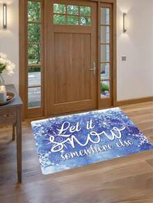 1 Stück Premium Flanell Weihnachts-Schneeflocken-Muster Fußmatte, kleine Matte, 650g/㎡ Dichte, hautfreundlich, pillingfrei, pflegeleicht, maschinenwaschbar, geruchlos, geeignet für Heimdekoration, Raumdekoration, kleine Matte, Wohnzimmerteppich