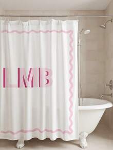 1pc Custom Initial And Name Shower Curtain, Personalized Monogrammed Shower Curtain, Classy Design Bath Decor, Waterproof, Housewarming Gift, Family Gift, White/Green/Blue/Pink/Grey Color, 6 Sizes Available, Ideal For Bathroom, Girl Dorm, Apartment Shower Curtain, Gift For Family, Friends, Mom, Dad, Gift For Him, Gift For Her Bathroom Decor - Pink Letter a - View 3