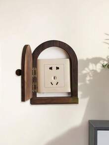 1 pieza Cubierta creativa de madera maciza para toma de corriente - Decoración de pared, protector de puerta del porche, cubierta protectora contra el polvo para toma de corriente - Sin necesidad de electricidad