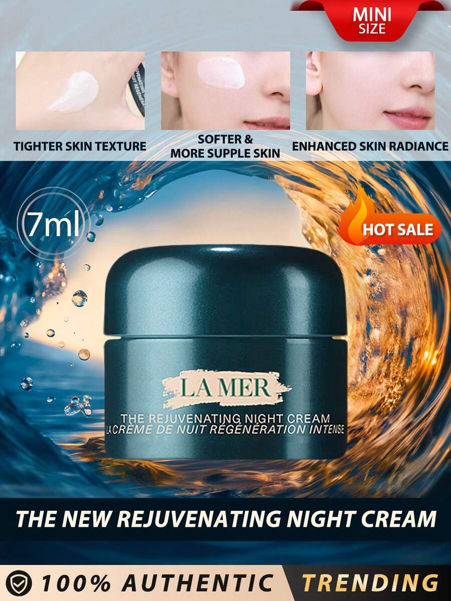 LA MER [迷你] 全新焕肤晚霜 7ml / 开始逆转 8 个明显衰老迹象：细纹、丰盈、柔软、光泽、紧致、光滑、纹理和皱纹。91% 的人表示皮肤感觉更柔软。95% 的人表示皮肤感觉更紧致。 - Night Cream 7ml - 查看 1