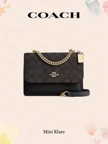 Mini Klare Crossbody Bag Coach Bag Chain Bag Leather Handbag Small Flap Square Bag For Women Purses And Bags Women Bag,CW206 IMXAQ - Quả óc chó đen - Xem 1