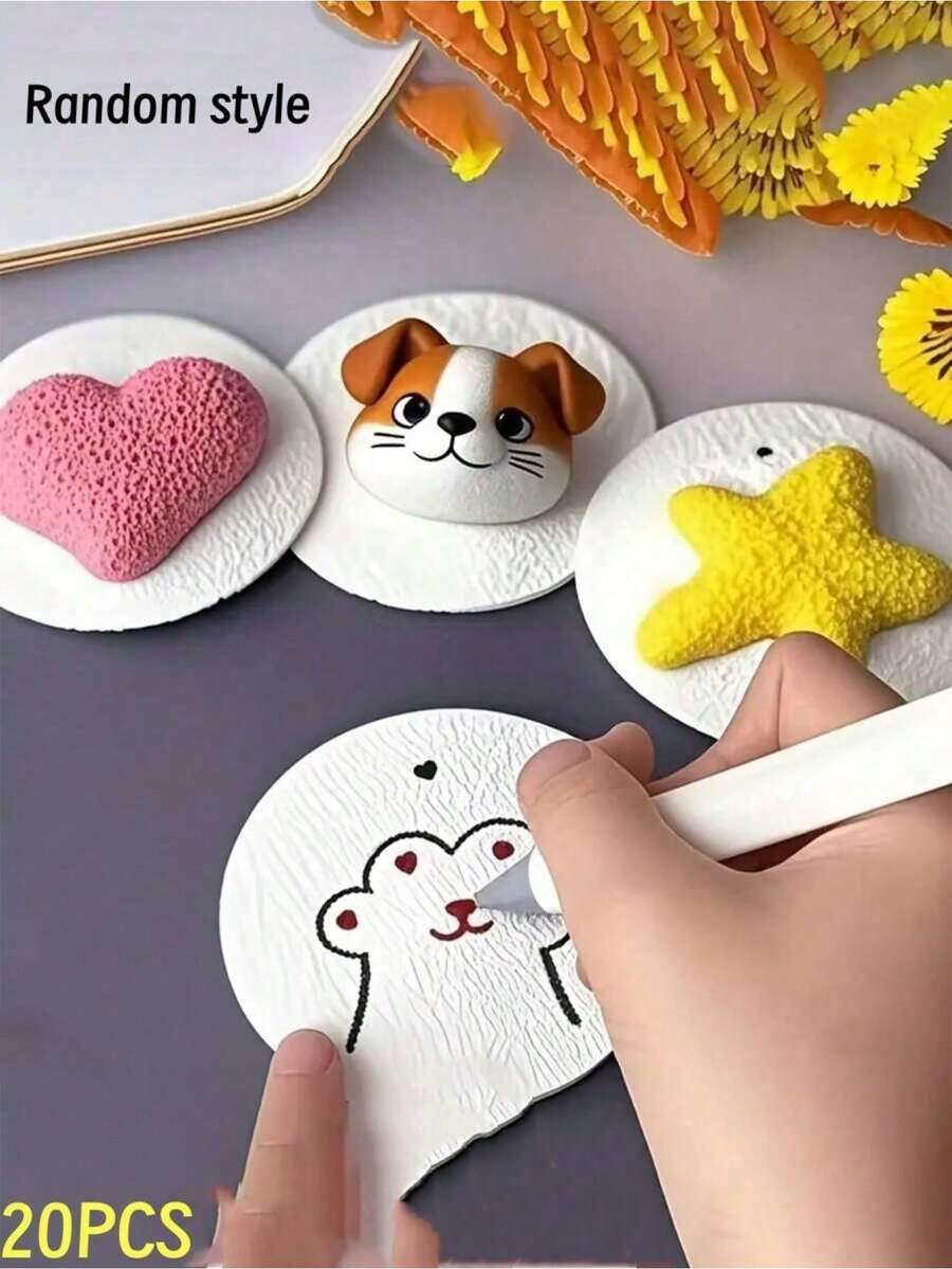 3D rundes Holzfaser-Hochleistungs-Kompressionskarton, Wasser-expandierender Schaumstoff-Kunsthandwerkspapier, geeignet für Papierkunst und DIY-Aktivitäten - ideale Geschenkwahl für Weihnachten, Büro und Zuhause Interaktion, hervorragend für kreatives Malen und emotionalen Ausdruck