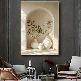 1 pieza 23.62*35.43 pulgadas/60cm*90cm Pintura de arte de pared de lienzo con impresión abstracta moderna de florero sin marco, arte de pared para decoración de sala de estar y dormitorio sin marco