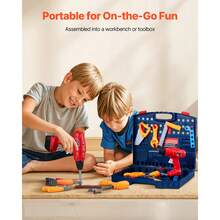 Kids Workbench, 56 Pcs, Kids Tool Bench With Realistic Tools And Electric Drill, Pretend Play Construction Workbench Toys For Toddlers, Toddler Work Bench Learning Gift For Boys & Girls Age 3+ - 彩色 - 查看 4