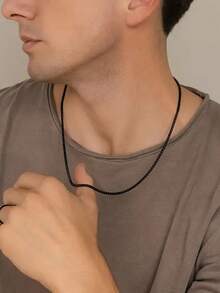 قلادة سلسلة رجالية أنيقة بسيطة باللون الأسود، مجوهرات يومية للرجال، هدية للحبيب