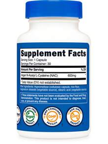 Nutricost N-Acetyl L-Cysteine (NAC) 600mg, 30 Vegan Capsules - GMO Free, Gluten Free, Vegetarian Caps | NAC, Vegan Supplement, Non-GMO, Lab Tested, Premium Quality - 其他 - 查看 5