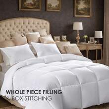 Down Alternative Comforter Queen Size - Fluffy Duvet Insert - Puffy Premium All Season Winter - Luxury Breathable Hotel Plush Comforter - Queen, White,90x90 Inches - White - View 6