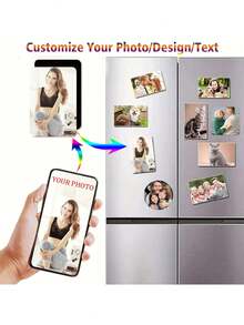 Customized Photo Heat Transfer Refrigerator Magnet, DIY Personalized Shaped Magnetic Refrigerator Sticker, Perfect For Refrigerator, Whiteboard And Storage Cabinet, Customized Baby Photo, Family Photo, Mother's Day Gift, Perfect Gift For Kids