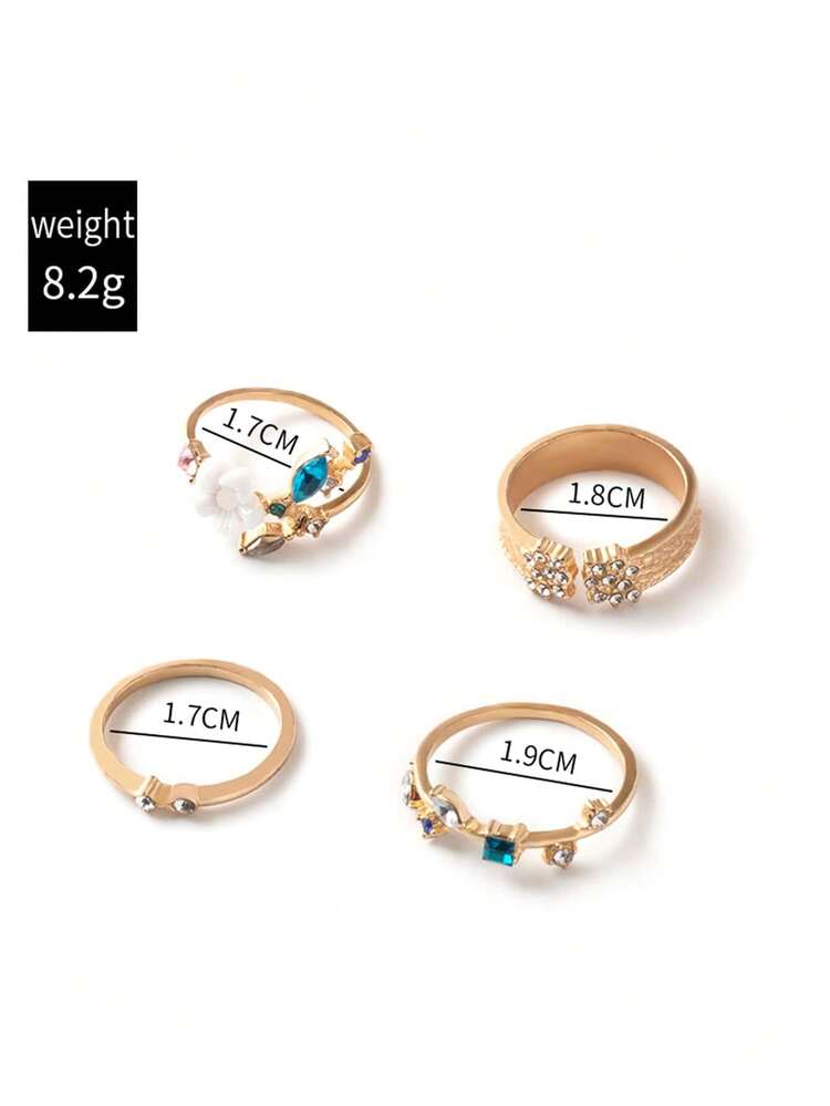 4pcs Flower Decor Ring