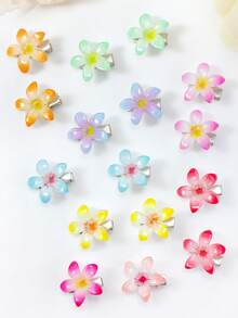 10 件随机渐变多巴胺夏威夷花发夹，飘逸雏菊花侧刘海夹，可爱女孩节日派对日常发饰 - 彩色 - 查看 10