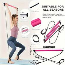 2pcs/Set Detachable Full Body Fitness Ultimate Pilates Stick Set - Elastic Resistance Band Stick For Chest Expansion, Back Training And Body Stretching
