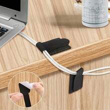20pcs Durable Nylon Self-Adhesive Tie Wraps - White Circular Fasteners, Convenient For Power Cord Management, Flexible Multi-Purpose Home And Office Cable Tape, Cable Ties - Easy Cable Organizer And Management - Reusable And Durable Cable Straps, Suitable For Home And Office, Easy Cable Management, For Computer Cable Management, Desktop Wire Rack, Cable Organizer, Hook And Loop Straps (Random Color Style) - Black - View 5