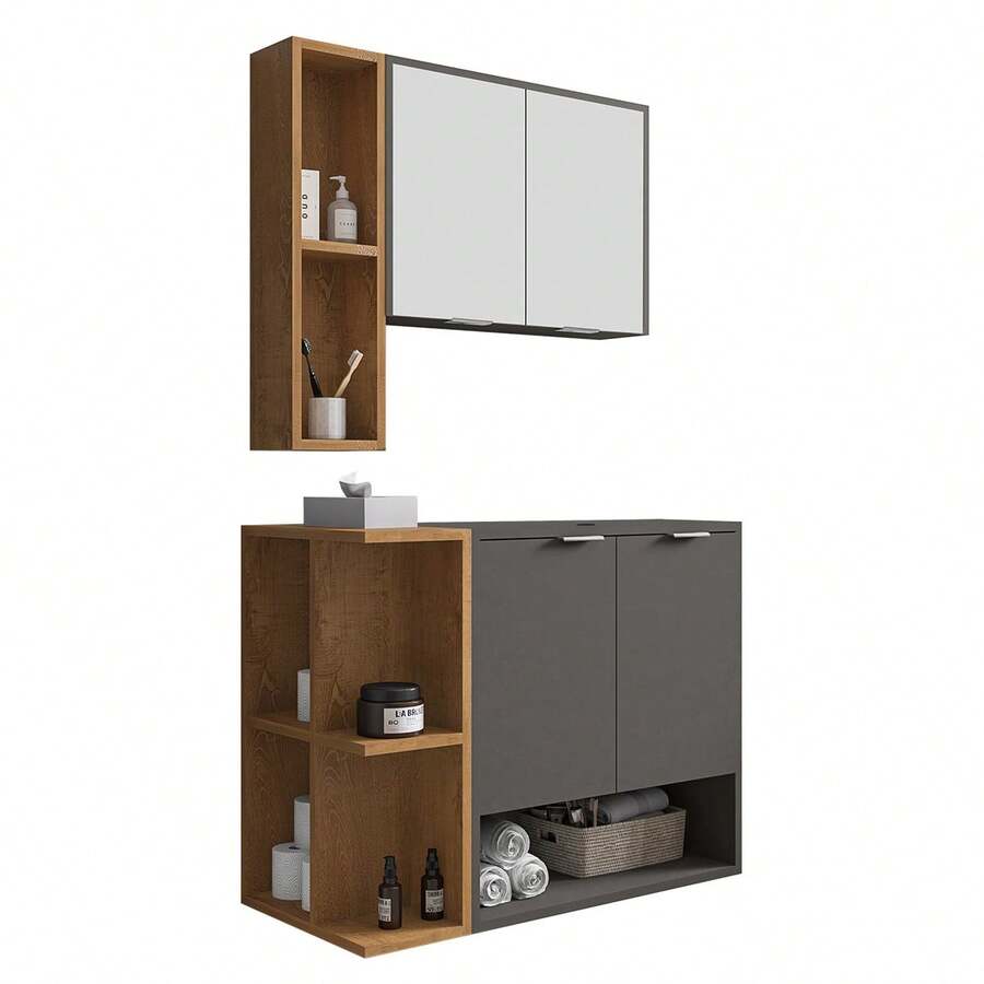 DoceLar Store Gabinete Banheiro Ibiza 2 Portas Armario 2 Portas Espelheira