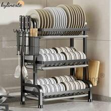 2/3 Tier Dish Drainer Plate Rack With Drip Draining Plate Bowl Tray Sink Drying UK - 2-tier - View 3