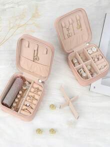 1/2pcs Travel Jewelry Box, Small Jewelry Box, Portable PU Leather Mini Jewelry Travel Case For Earrings, Necklaces, Rings, Bracelets, Watches, Lipstick, Gift For Girls, Women, Mothers, Weddings, Birthdays