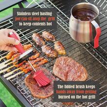 32 OUNCE Basting Pot With Replaceable BrushesGrilling Gifts For MenDadStainl Steel 304 Barbecue Sauce Holder Brush SetAirtight Melting Pot BBQ Sauce Container For Outdoor GrillButter Melting