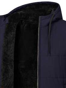 Men's Outdoor Casual Sports Fashionable Zip-Front, Multi-Pocket Hooded Thick Fleece Jacket, Suitable Gift For Boyfriend, Husband, Father, Autumn/Winter - Blue - View 5