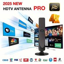 Antena HDTV 2025 nueva - Recepción de señal omnidireccional de 360°, compatible con TV inteligentes 4K HD, incluye cable coaxial de 3,05 metros, alimentada por USB, plug & play