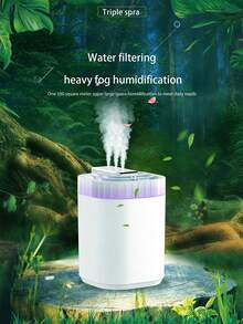 YTWO 大雾量加湿器，家用三喷头水雾香薰加湿器，卧室空气加湿器，所有棉芯必须取出并浸泡在水中至少3-5分钟。 - 白色 - 查看 4