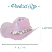 2pcs Bohemian-Style Western Cowboy Mini Hats Western Rhinestone Cowboy Hats Western Pearl Cowboy Hats Neon-Colored Women's Cowboy Hats Disco Party Hats Role-Playing Costume Accessories Party Hair Accessories Cowboy-Themed Hats