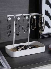 1pc Jewelry Storage Rack Multifunctional Necklace Rack Ring Storage Box Dresser Display Home Accessories Earring Rack - Multicolor - View 9