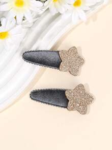 2 Stück/4 Stück glitzernde Stern BB Clips Samt Haarschmuck süß und niedlich für den Alltag