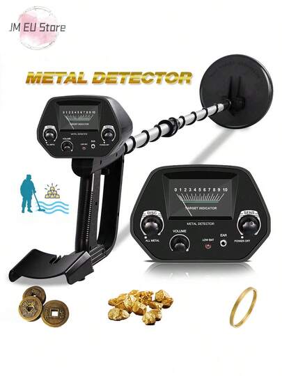 LIPETY Tragbarer Vollmetalldetektor, hochpräzise, tragbar, einfach zu bedienen, wasserdicht, zum Erkennen von Kupfer- und Eisenmünzen, mit visuellem Nadelmessgerät, verstellbarem Schaft, – Strand-Schatzsuchwerkzeug für Outdoor-Aktivitäten mit der Familie