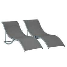 Grey 2-Pack S-Shaped Lounge Chairs – Foldable Recliners For Patio, Beach & Garden - Default - View 2