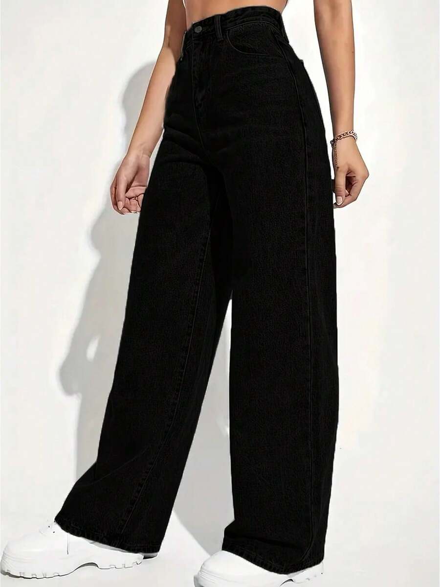 Straight-Leg Light-Colored Jeans For Teenagers - Black - View 1