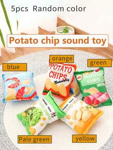 1pc Dog Toy Plush Squeaky Chew Toy With Potato Chip Pattern, Suitable For Small Dogs - Multicolor - View 5