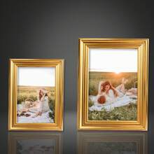 1pc/4pcs Luxury Gold Photo Frames, 3D Edge Design, 3.5x5", 4x6", 5x7", 6x8", 8x10" Options, Decor For Living Room, Bedroom, Office, Wedding, Anniversary, Christmas, Pet Memorial, Comes With Random Photo Paper (For Reference Only)