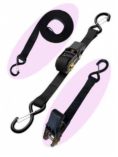 1 pieza Correa de trinquete retráctil - Ancho de 1 pulgada, Longitud de 16 pies, Resistencia a la rotura de 2400 libras. Estas correas de sujeción autorretraíbles de uso intensivo son ideales para camiones, remolques de carga, motocicletas y talla grande.