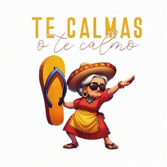 Calcomanías de transferencia de calor con diseño impreso de "TE CALMAS O TE CALMO" con atuendo tradicional y chanclas, calcomanías de vinilo duraderas para planchar en camisetas, sudaderas, regalos lavables para madres y amigos, decoraciones mexicanas, accesorios, diseño cultural, calcomanías de fácil aplicación