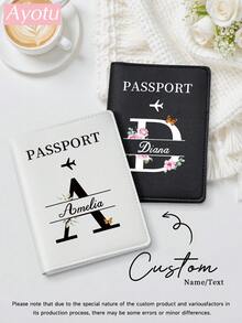 Ayotu Customized Name Passport Holder, Unisex, Personalized Letter Passport Holder, Portable Multi-Function ID Card & Bank Card Wallet, PU Leather, Travel Accessories, Suitable For Young Travelers, Back To School Season, Minimalist High-End Passport Holder, Suitable For Female Students - Multicolor - View 9