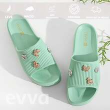 Cloud Slide Flip Flops Comfort And Style - Original With Exclusive Pins Comfortable Women's Flip Flops For Everyday Simple Casual Appliques Holidays - màu xanh lá - Xem 1