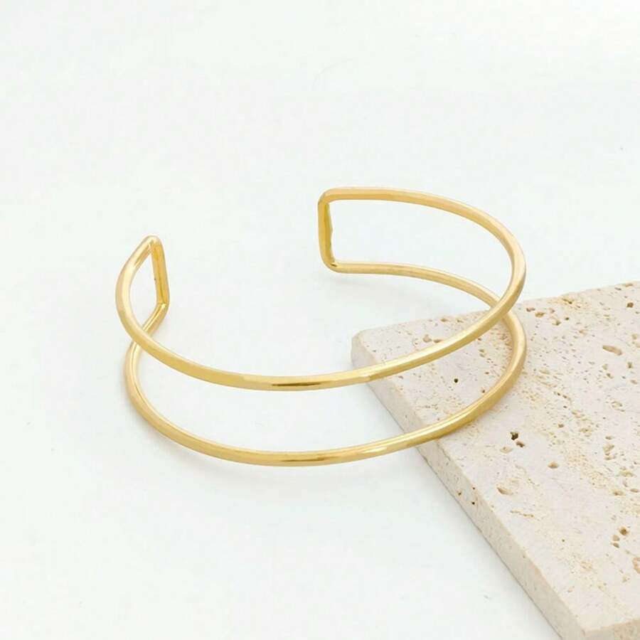 Adjustable Open Cuff With Exaggerated Personality And Hollow Multilayers - BH020-2dourado - Xem 1