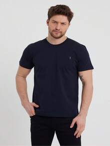 Men's Black White Smoke Gray Navy Blue 100% Cotton 5-Piece T-Shirt Package - Black - View 2